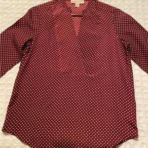 Michael Kors red and white polka dot blouse size Small